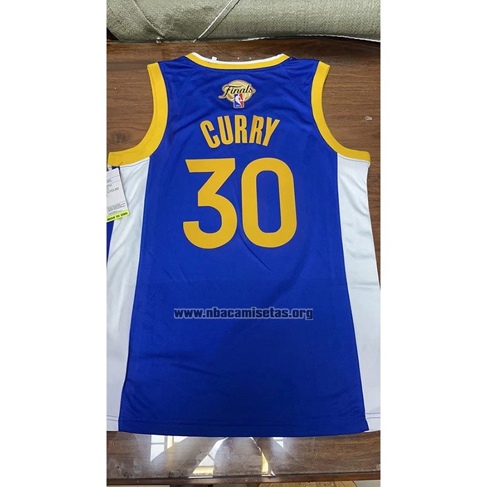 Camiseta Golden State Warriors Stephen Curry NO 30 Icon 2022 NBA Finals Azul